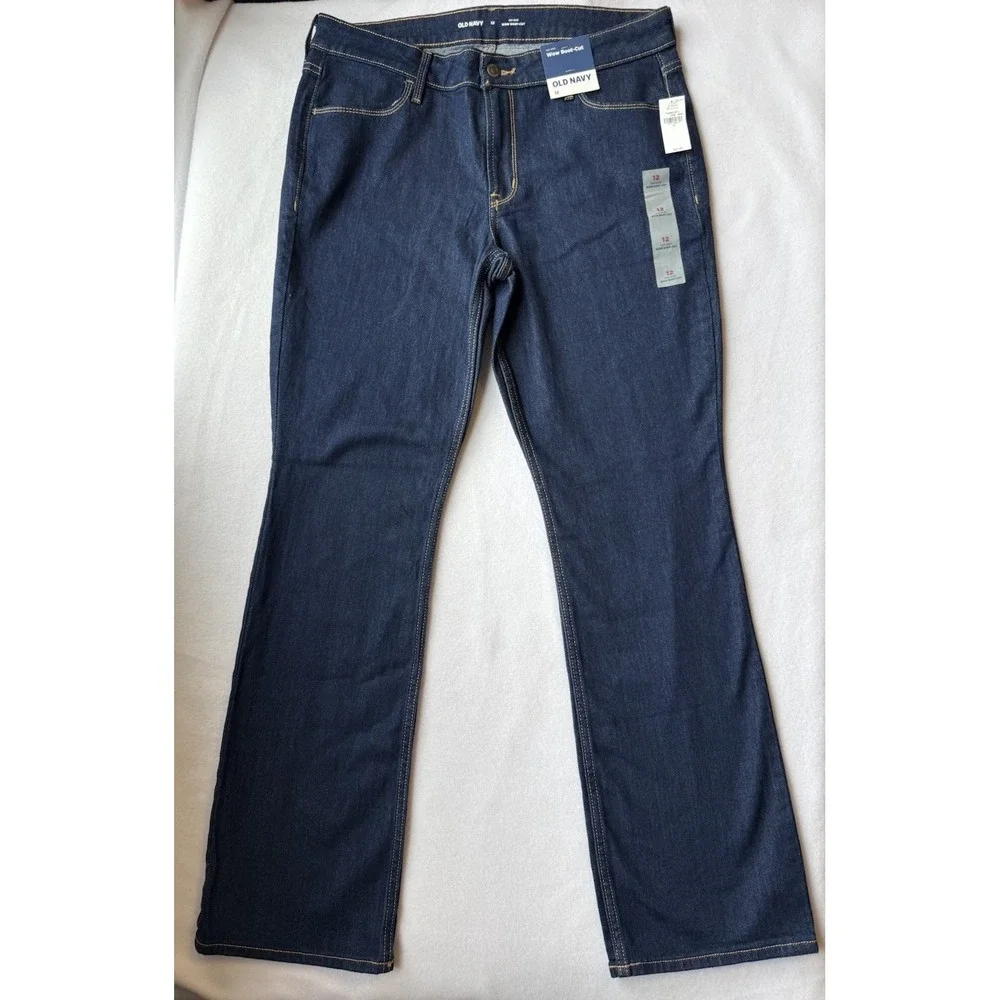 Old Navy Wow Boot Cut Jeans Womens 12 Mid Rise Dark Wash NWT Stretch Denim